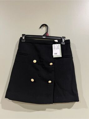 H&M Black Mini Skirt with Gold Buttons
